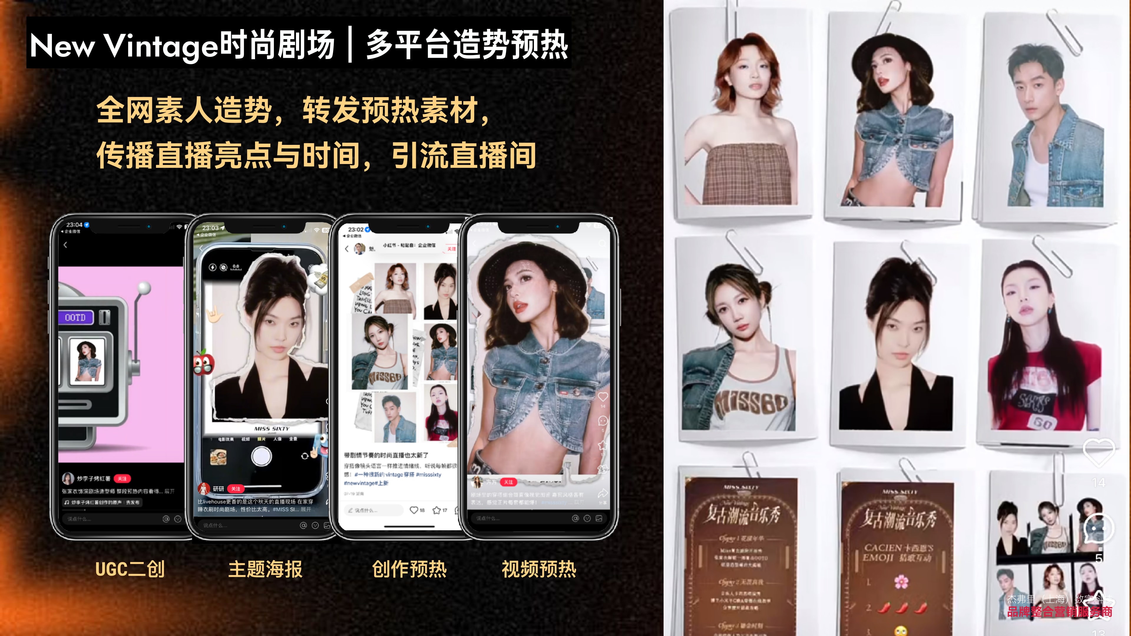 New Vintage fashion theater · multi-platform warm-up and UGC remix